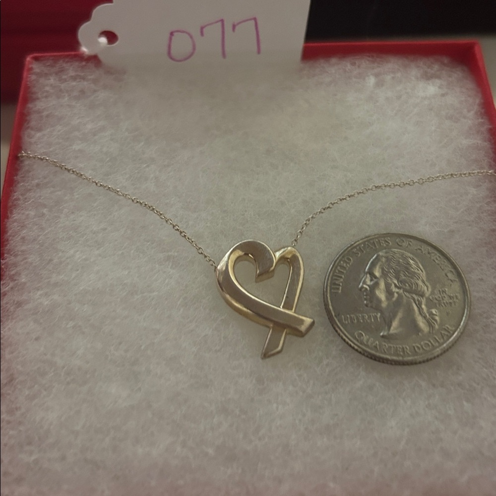 77. Tiffany & Co. Silver Heart Pendant Necklace with COA (large) - Picture 5 of 5